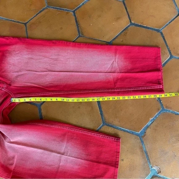 Muka Mukawear Red Distressed Wide Leg Embroideredjeans size 38 X 30